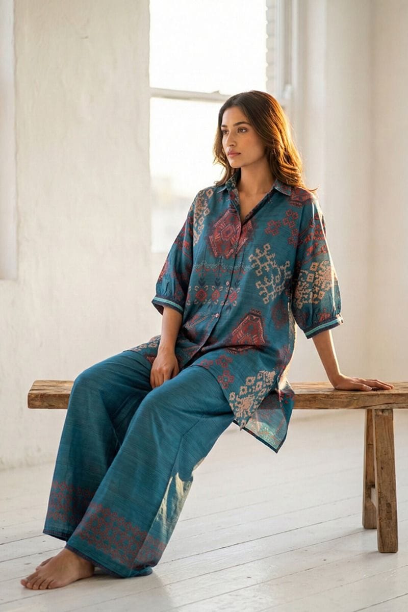 India Circus by Krsnaa Mehta Cerulean Persia Co-Ord Set