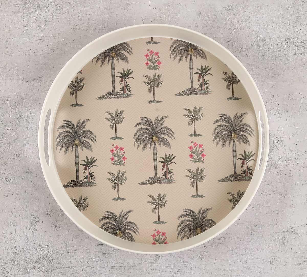 India Circus by Krsnaa Mehta Chevron Palms Round Bamboo Tray