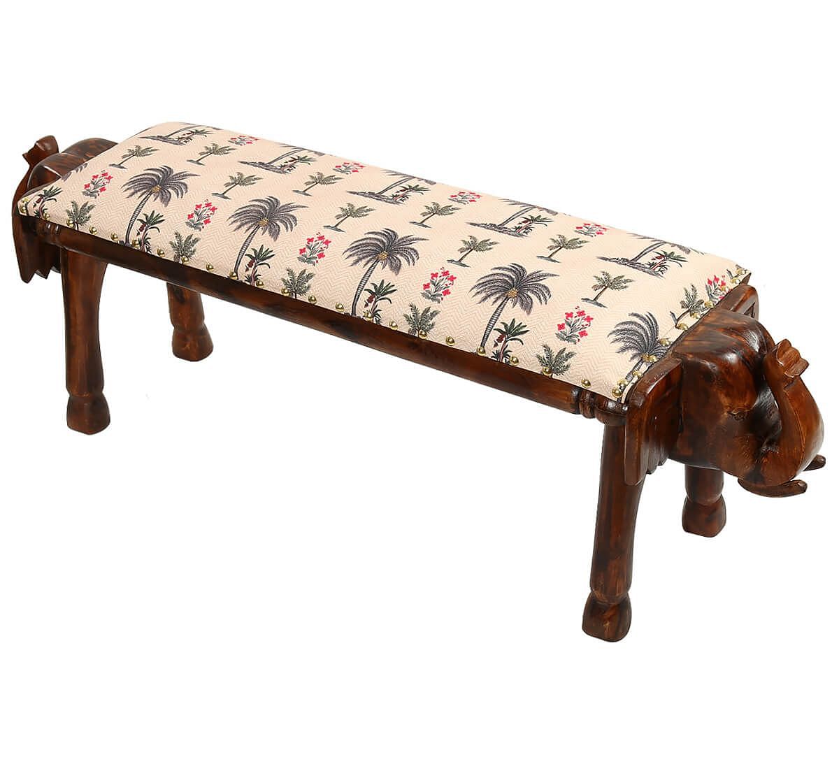 India Circus by Krsnaa Mehta Chevron Palms Wooden Animal Bench