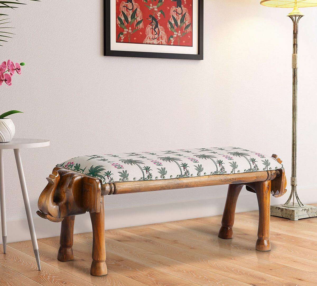 India Circus by Krsnaa Mehta Chevron Palms Wooden Animal Bench