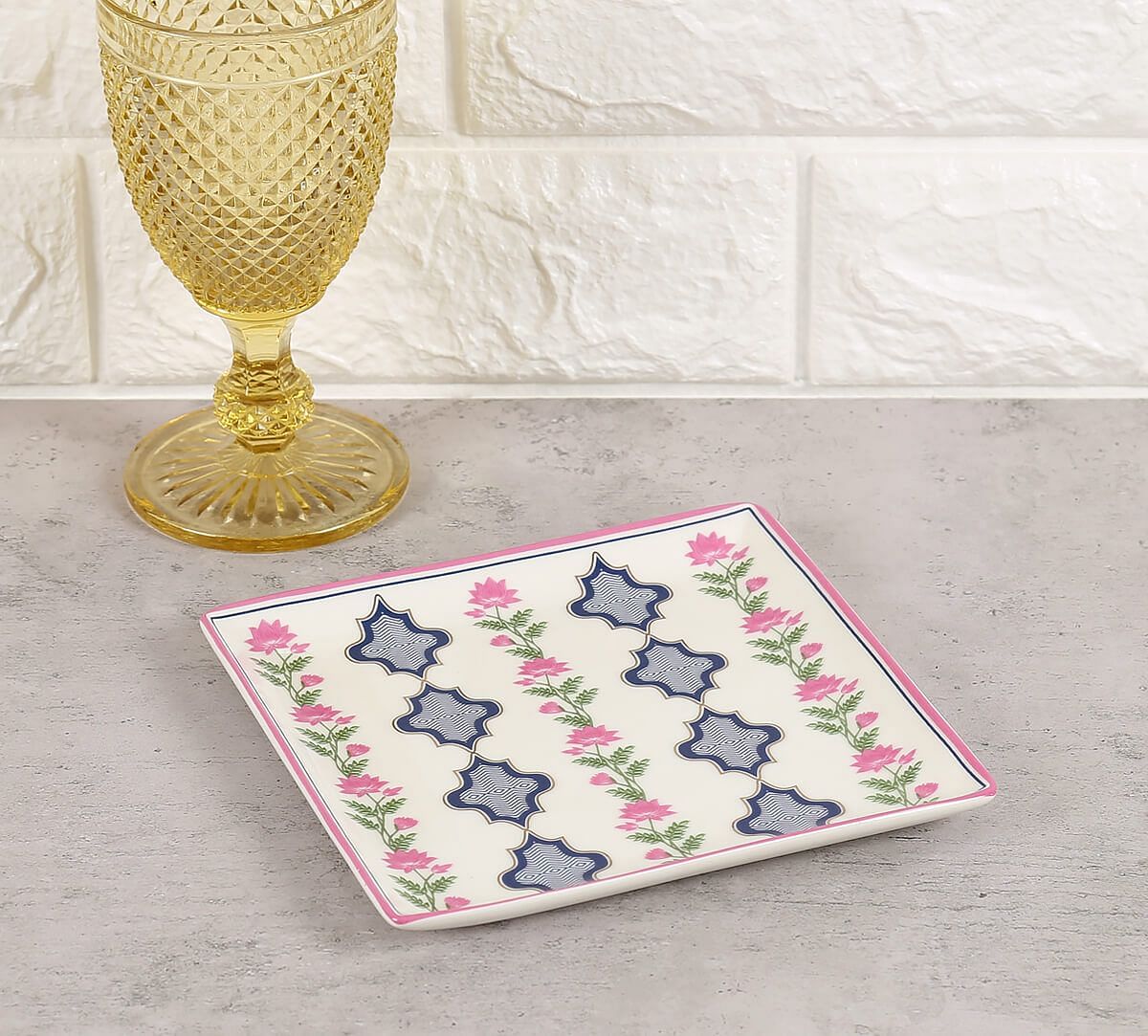India Circus by Krsnaa Mehta Chevron Perching Peacock Small Platter