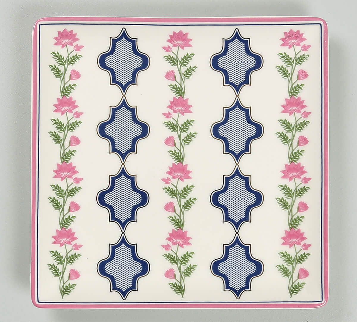 India Circus by Krsnaa Mehta Chevron Perching Peacock Small Platter