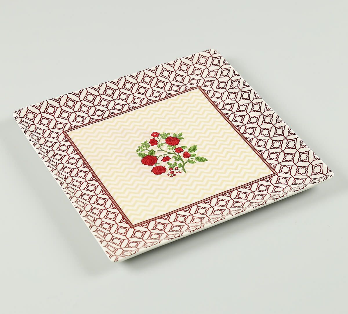 India Circus by Krsnaa Mehta Chevron Poppy Flower Large Platter
