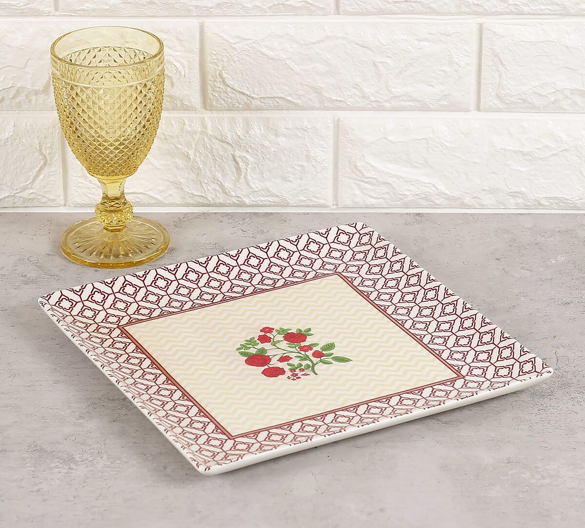 India Circus by Krsnaa Mehta Chevron Poppy Flower Large Platter