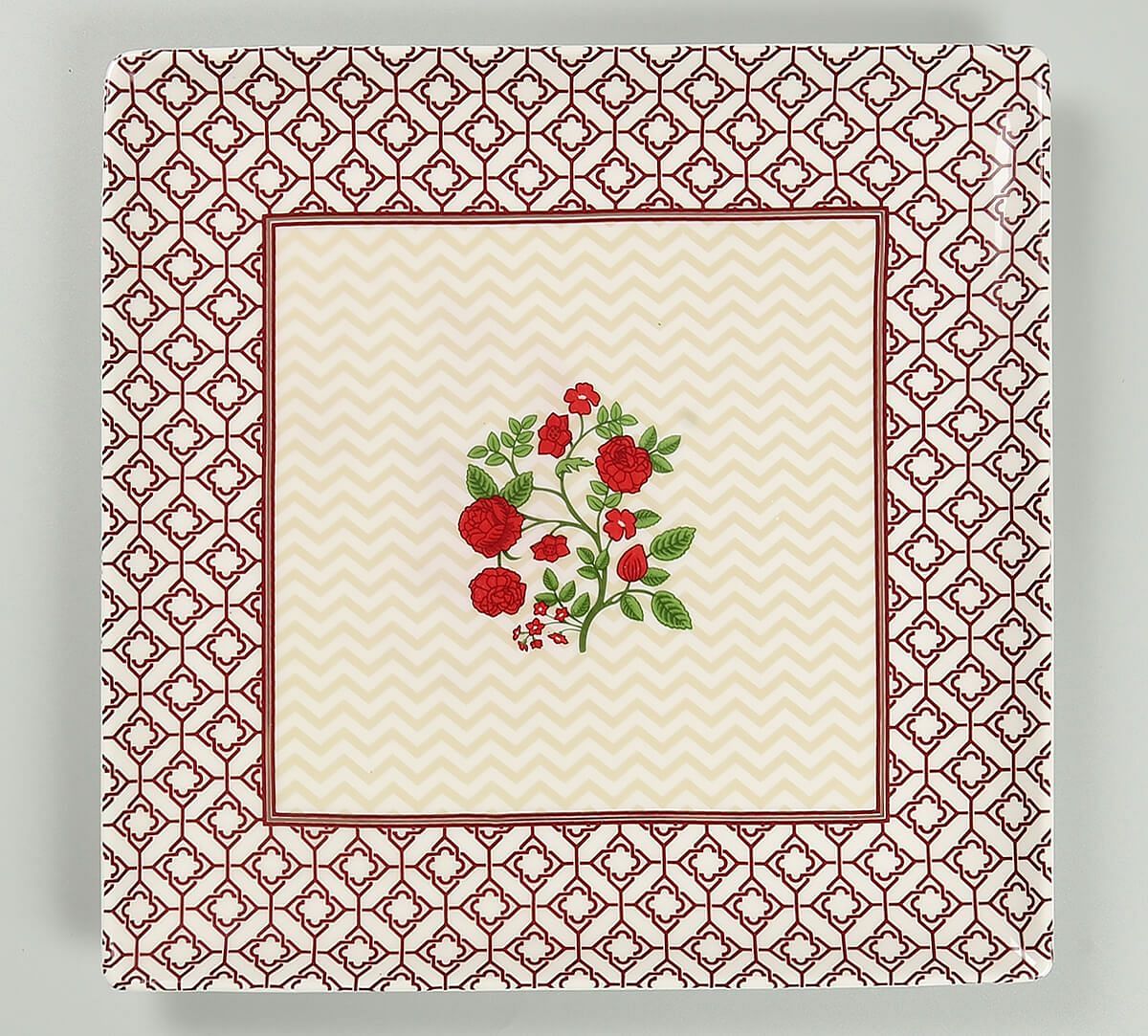India Circus by Krsnaa Mehta Chevron Poppy Flower Large Platter