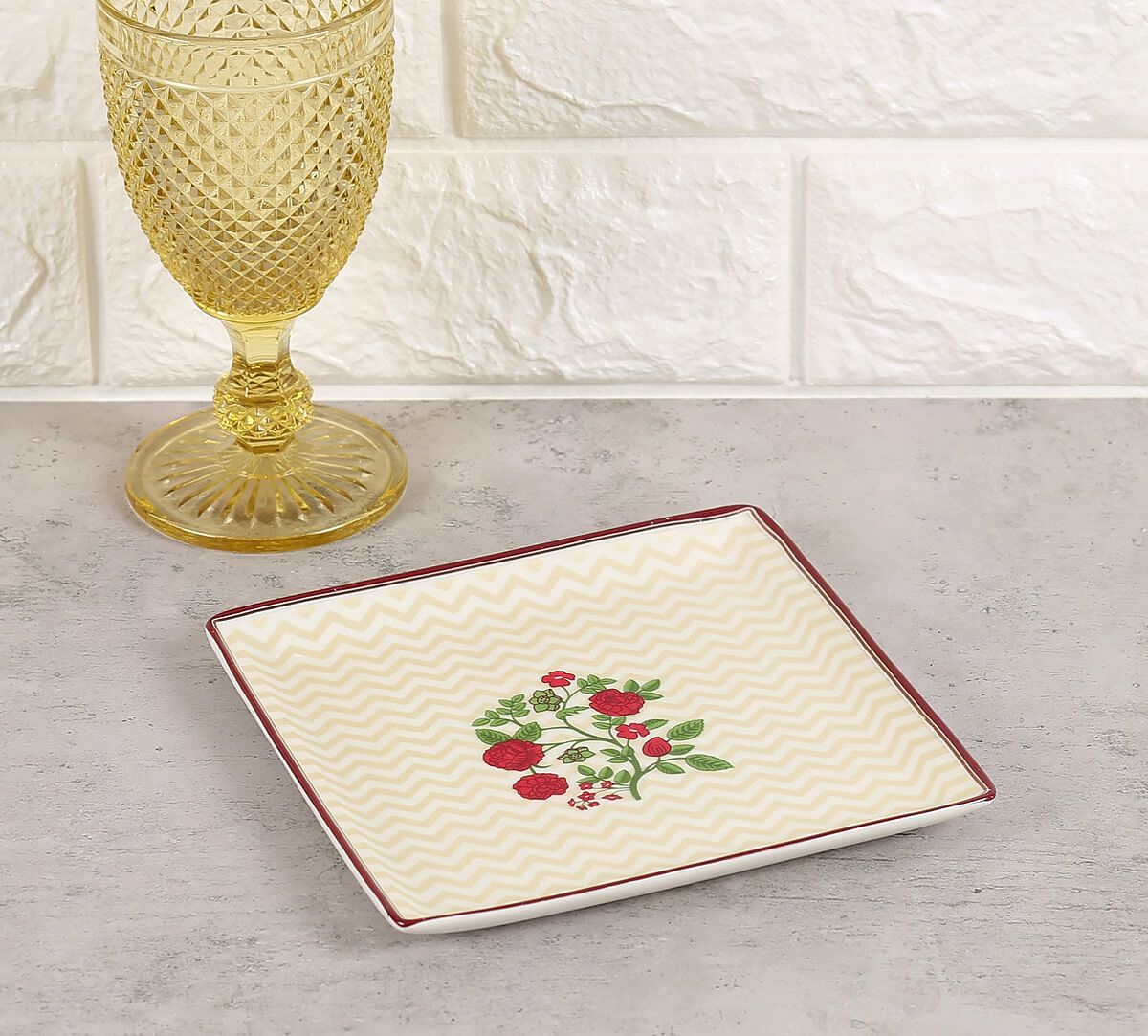 India Circus by Krsnaa Mehta Chevron Poppy Flower Small Platter