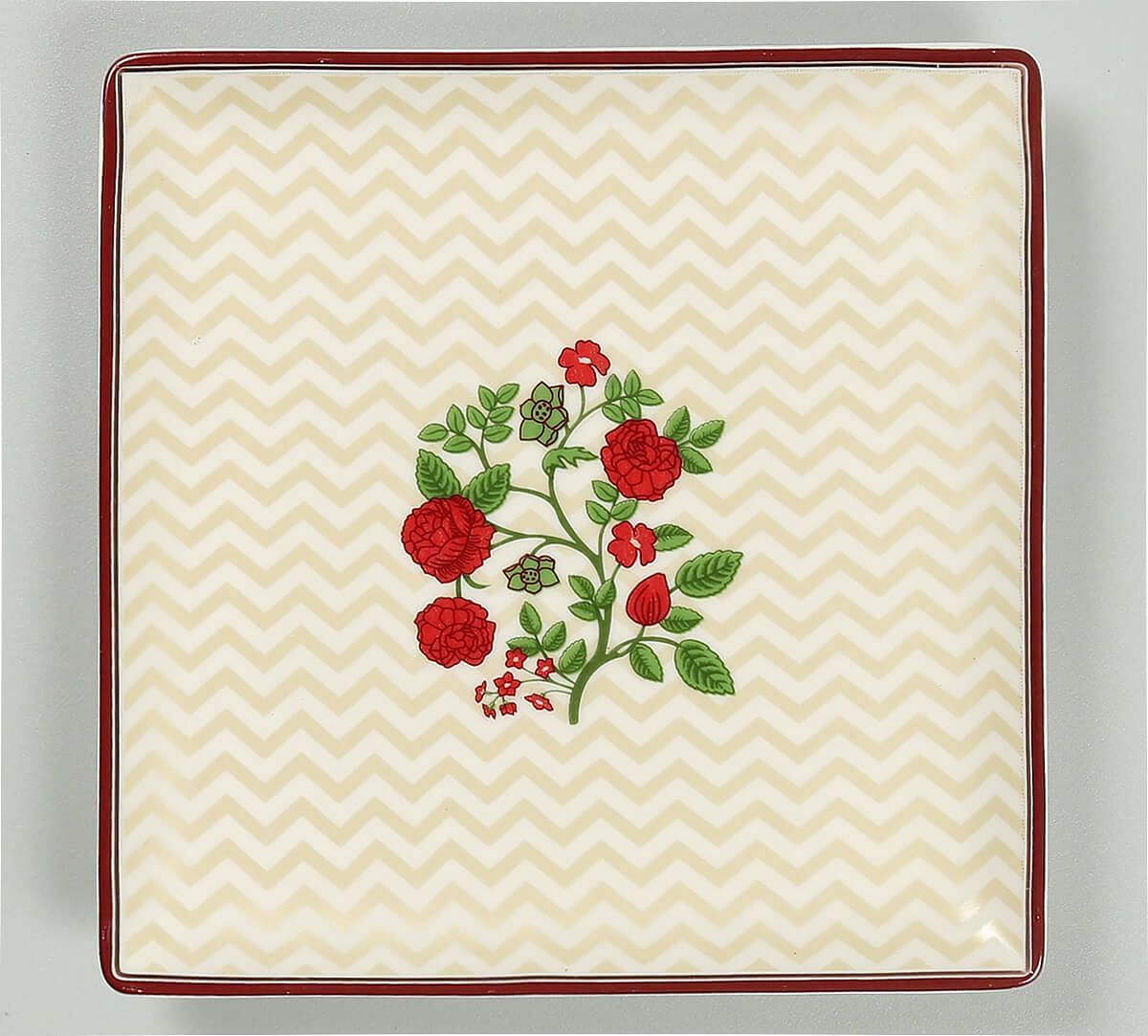 India Circus by Krsnaa Mehta Chevron Poppy Flower Small Platter