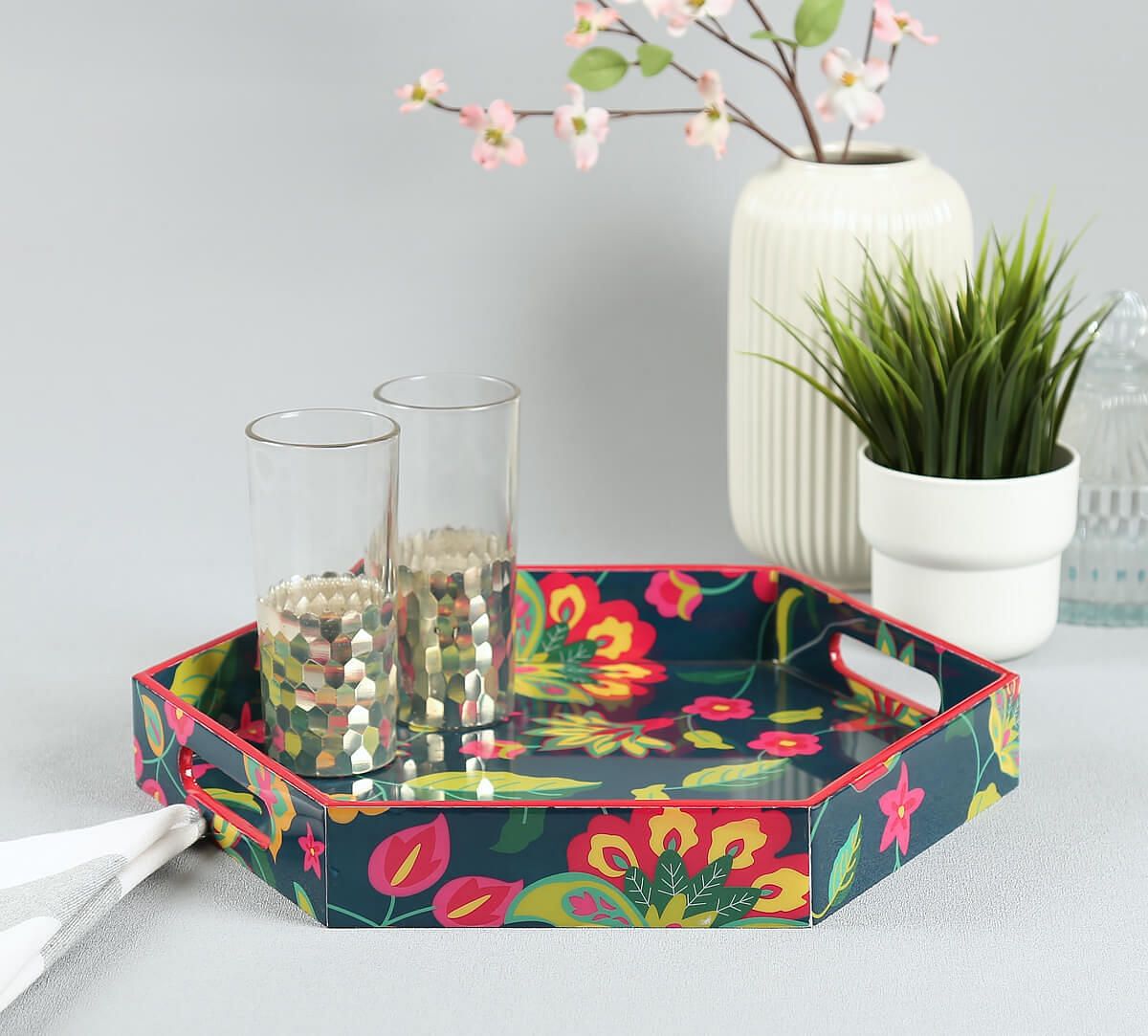 India Circus by Krsnaa Mehta Cyanic Pop Burst Hexagon Tray