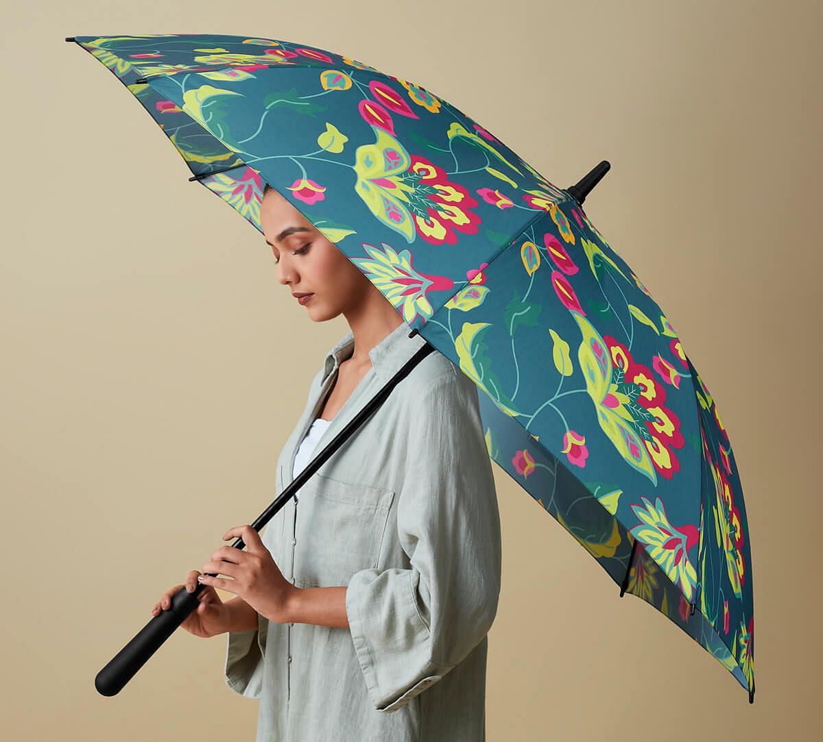 India Circus by Krsnaa Mehta Cyanic Pop Burst Long Umbrella