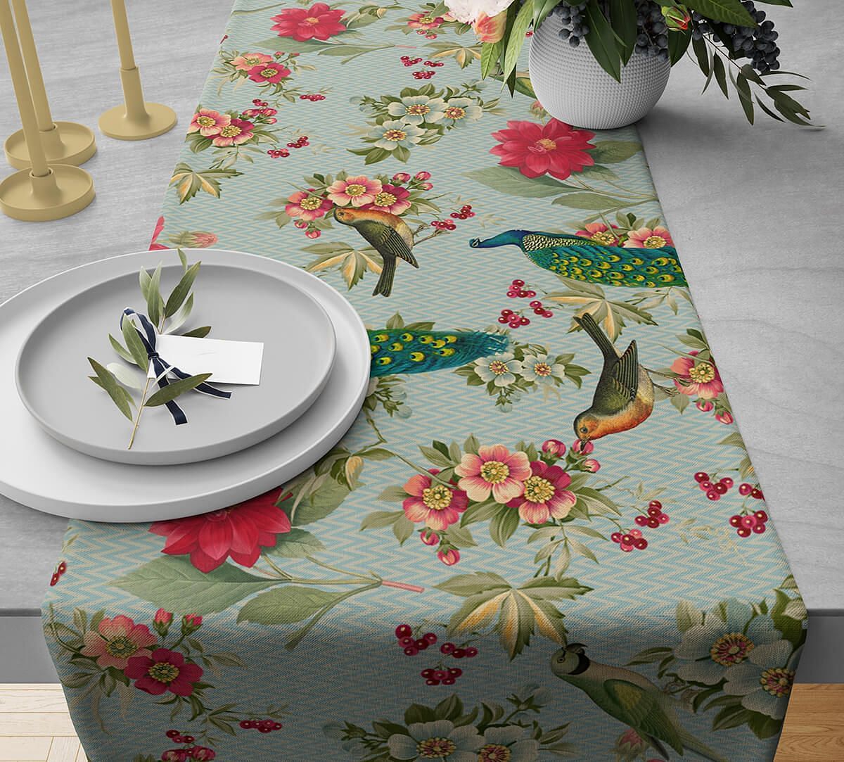 India Circus by Krsnaa Mehta Feathered Garden Bed and Table Runner