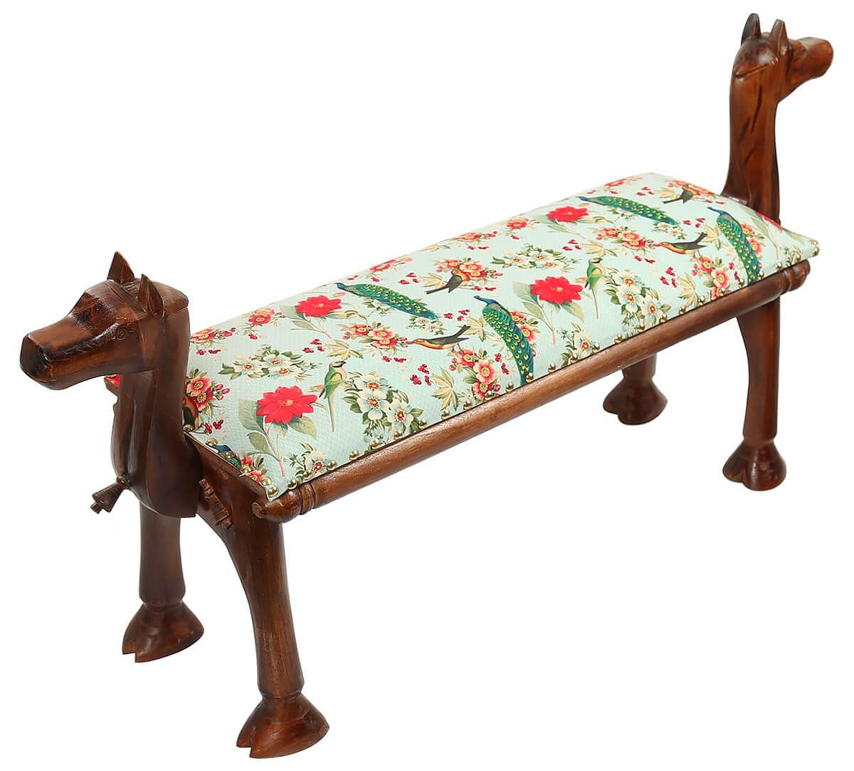 India Circus by Krsnaa Mehta Feathered Garden Wooden Animal Bench