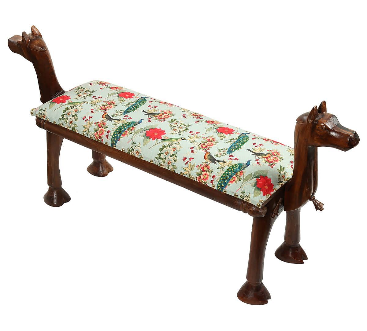 India Circus by Krsnaa Mehta Feathered Garden Wooden Animal Bench