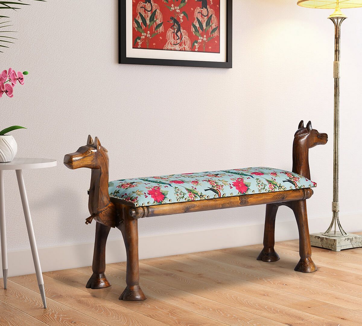 India Circus by Krsnaa Mehta Feathered Garden Wooden Animal Bench