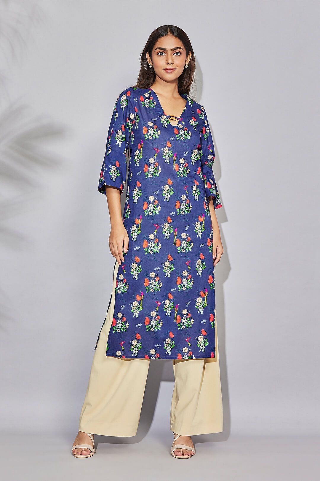 India Circus by Krsnaa Mehta Floral Fascination Kaftan Kurti Long