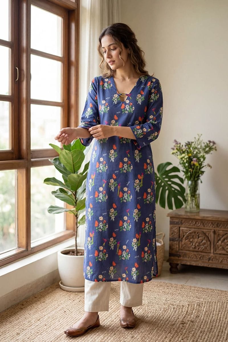 India Circus by Krsnaa Mehta Floral Fascination Kaftan Kurti Long