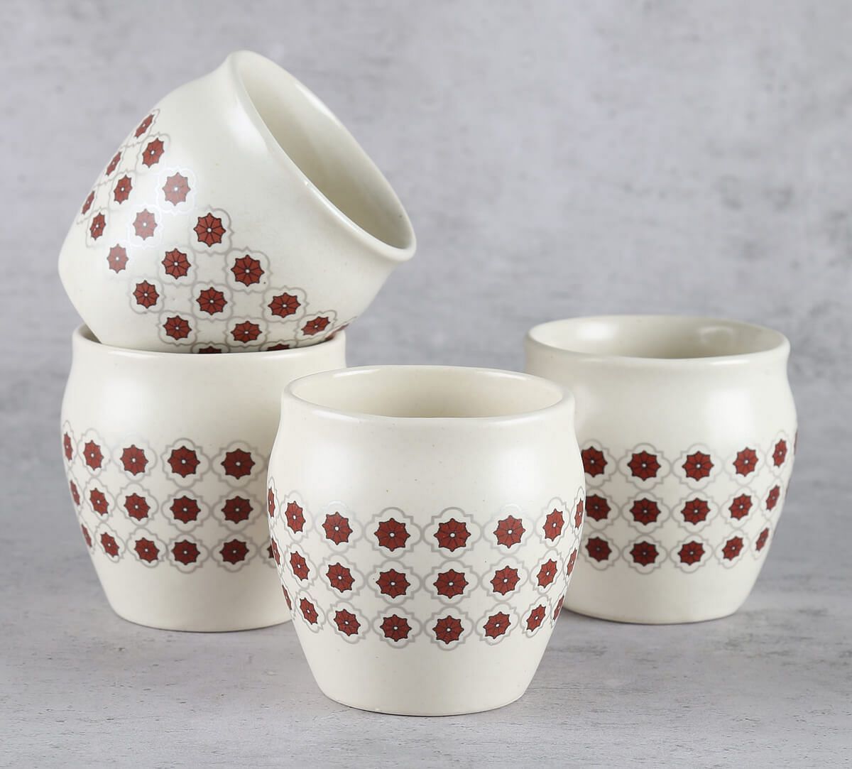 Floral Lattice Kullad (Set of 4)