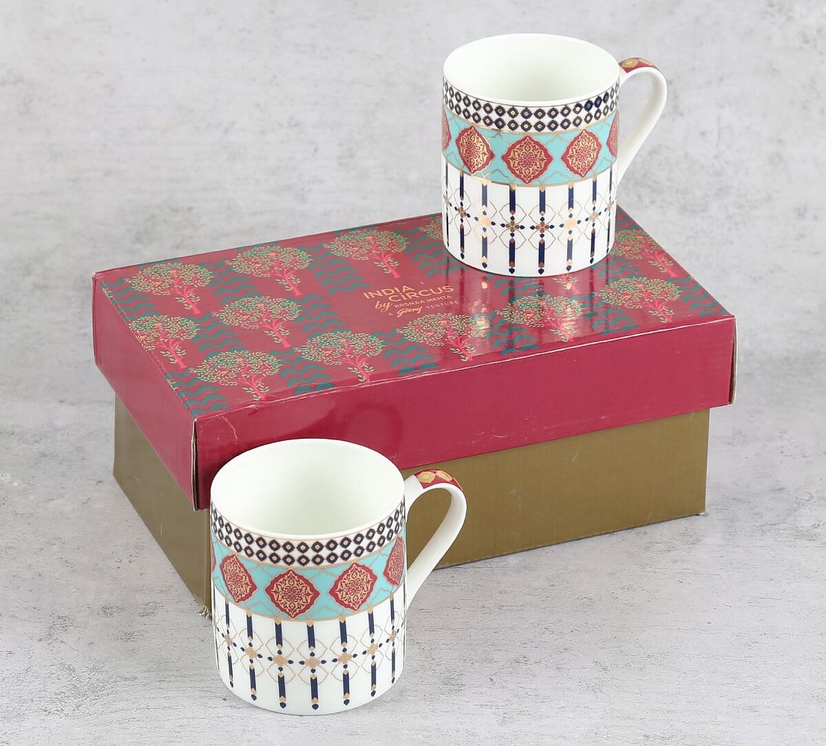 India Circus by Krsnaa Mehta Floral Reed Mug Set of 2