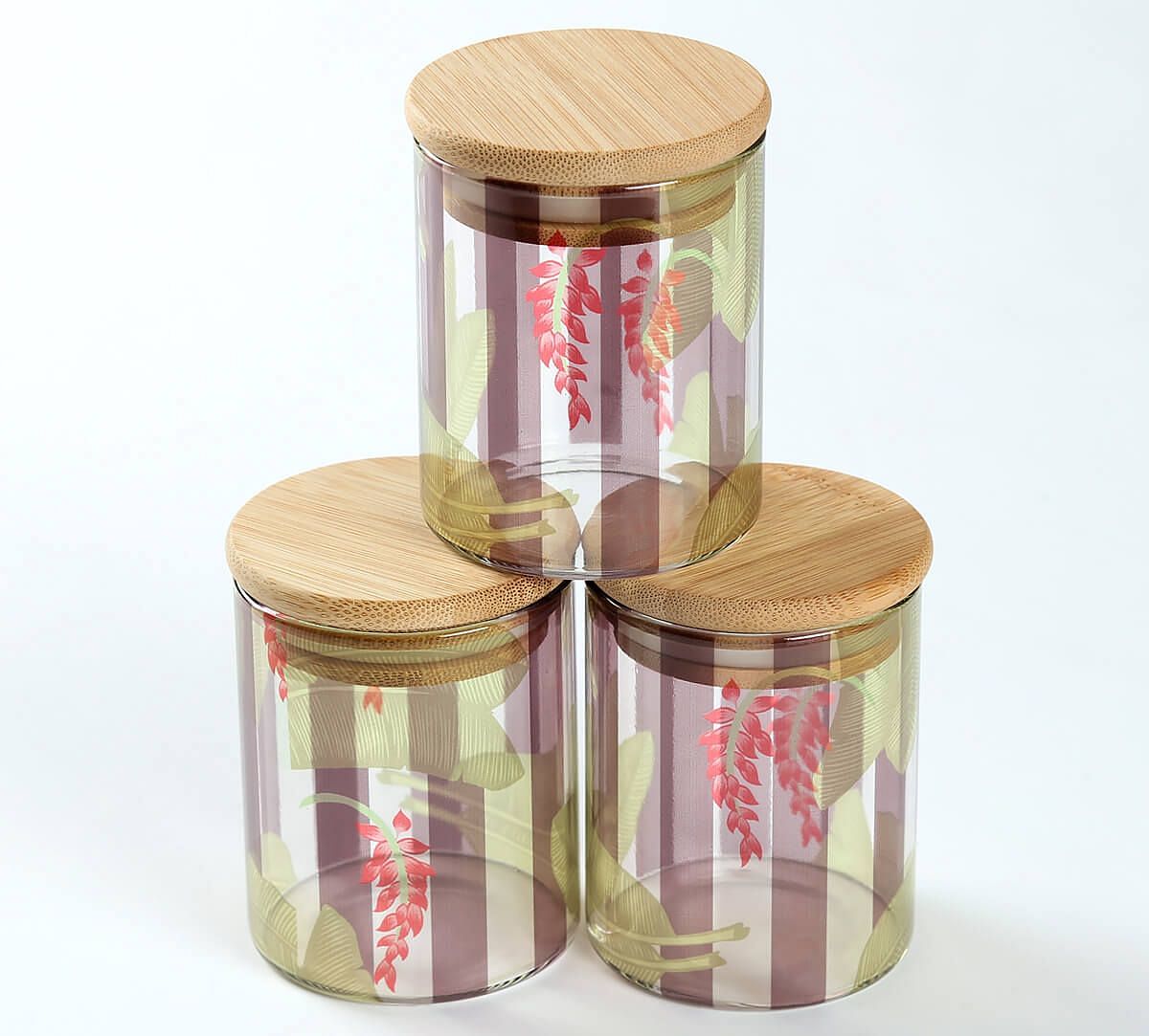 India Circus by Krsnaa Mehta Foliage Play Glass Jars Set of 3