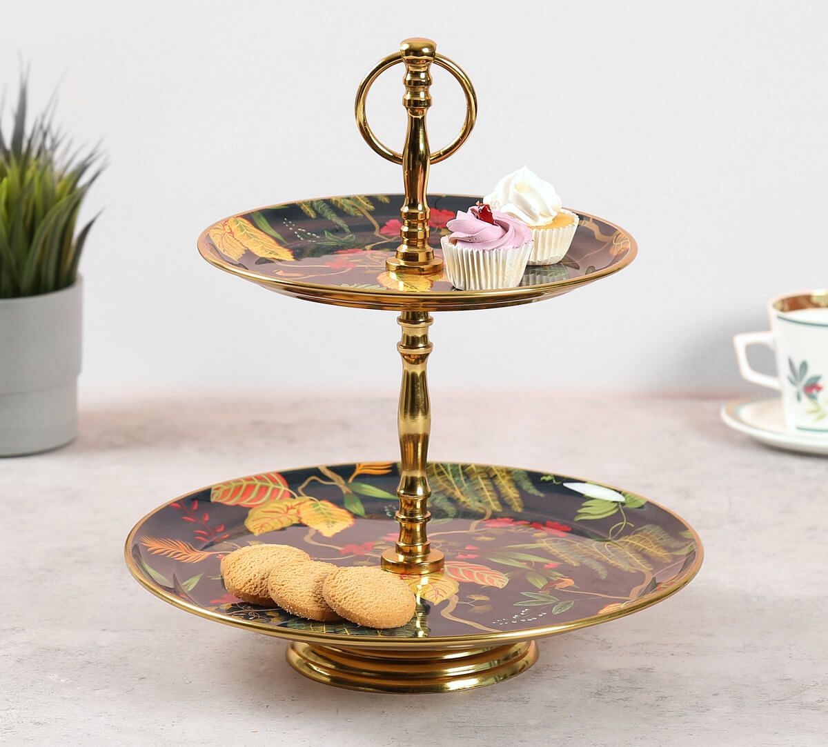 India Circus by Krsnaa Mehta Fronds and Florets 2 Tier Serving Tray