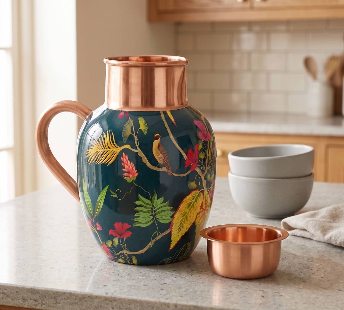 Fronds and Florets Copper Jug Set