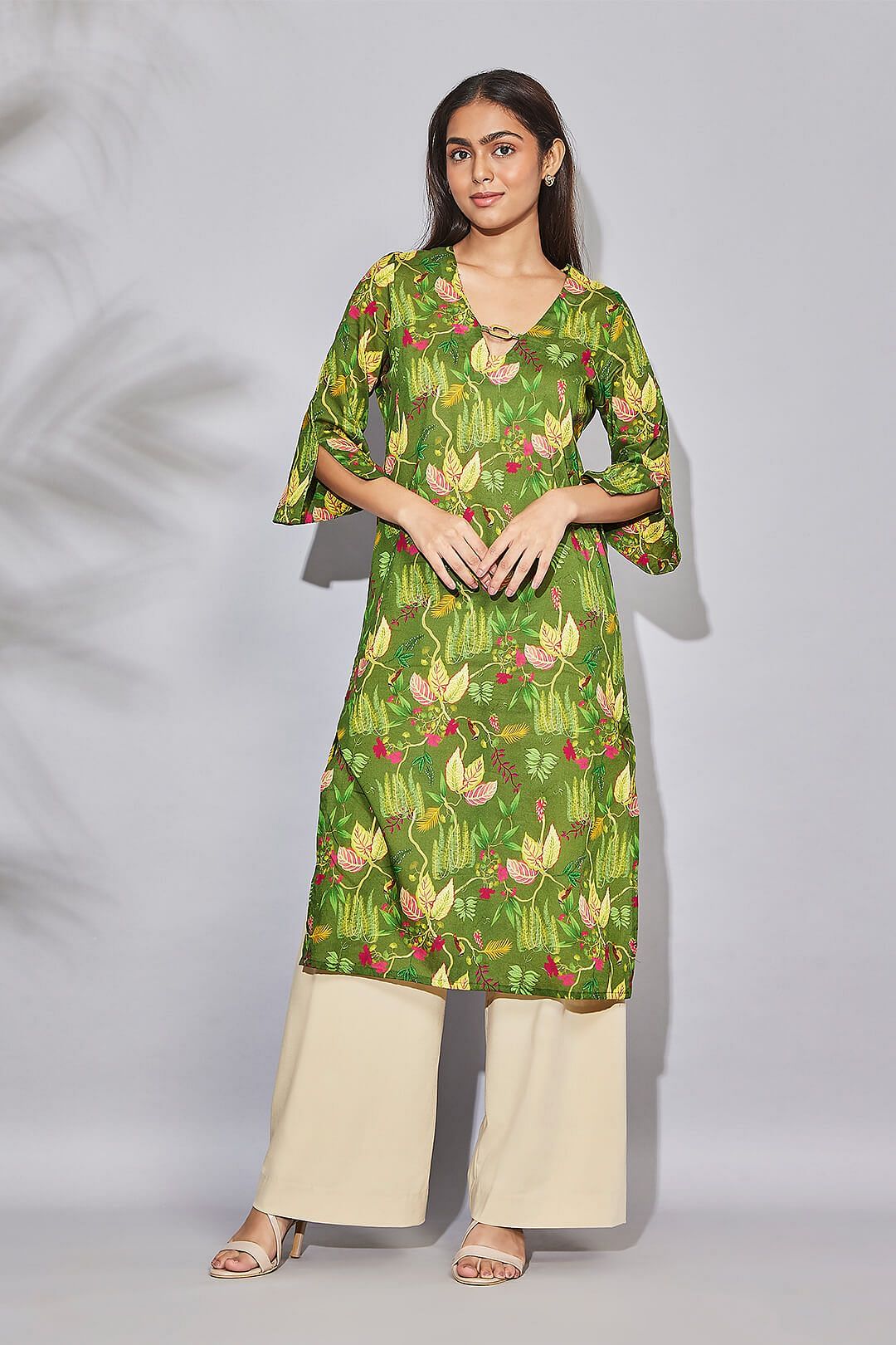 India Circus by Krsnaa Mehta Fronds and Florets Kaftan Kurti Long