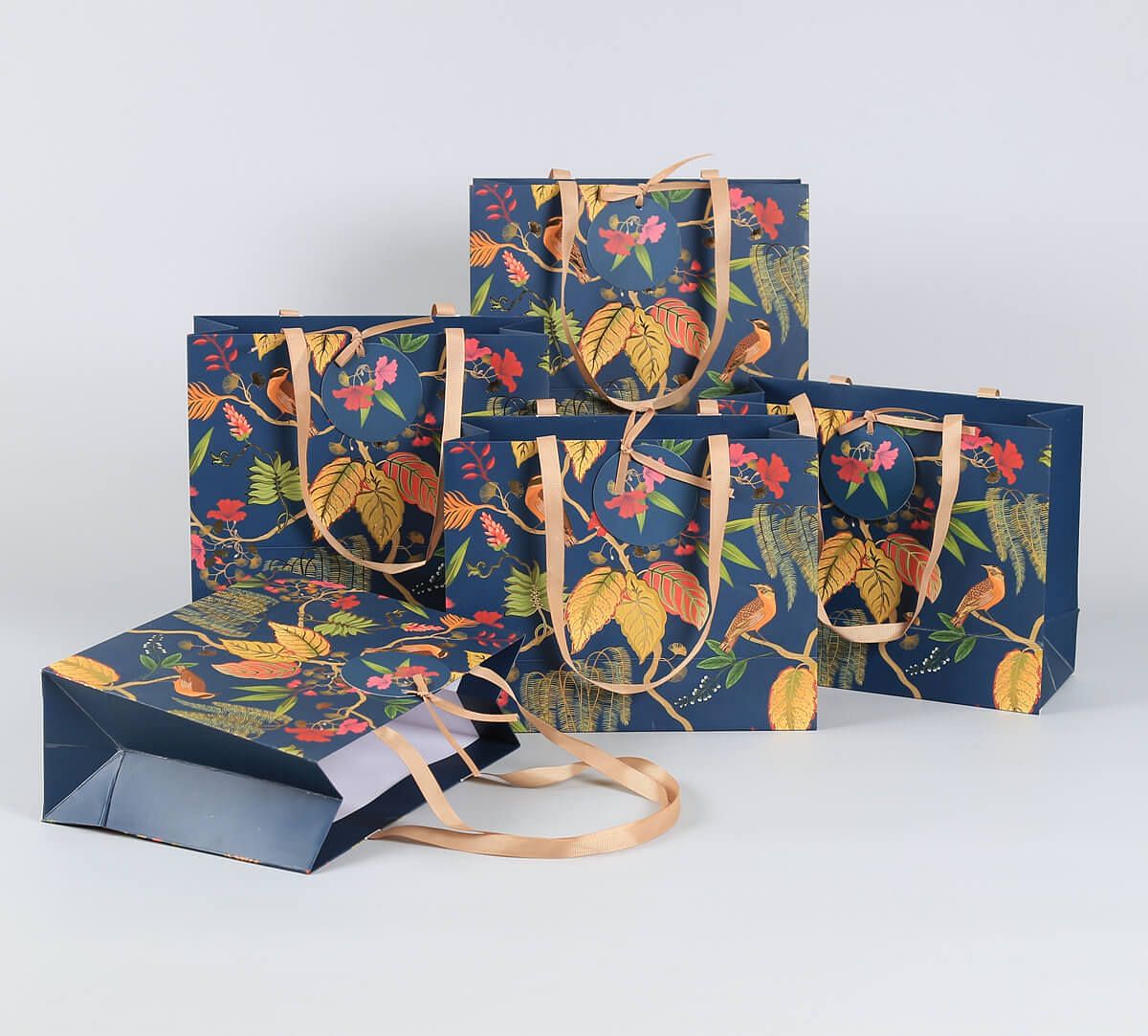 India Circus by Krsnaa Mehta Fronds and Florets Small Gift Bag Set of 5