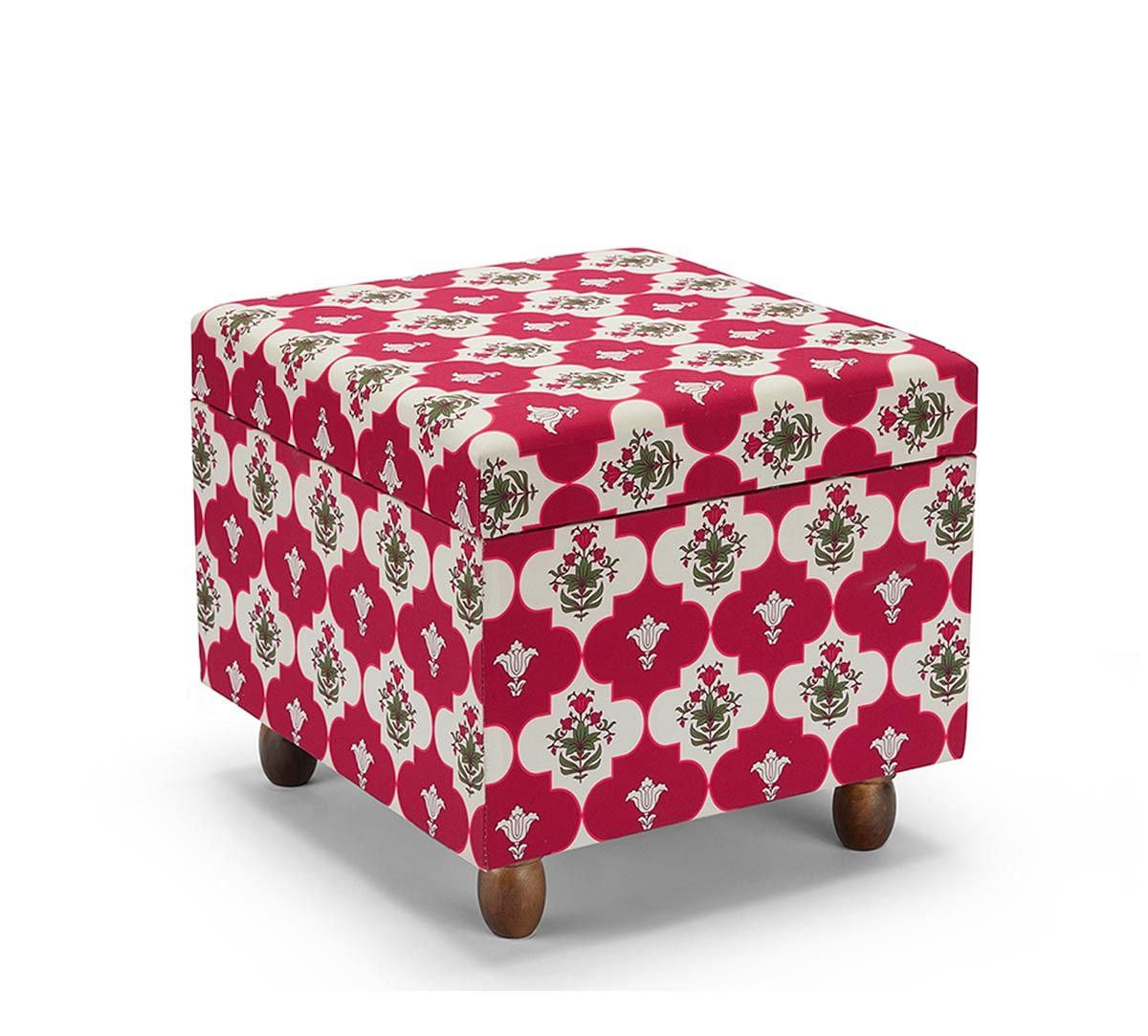 India Circus by Krsnaa Mehta Fuchsia Lattice Treasures Storage Pouffe