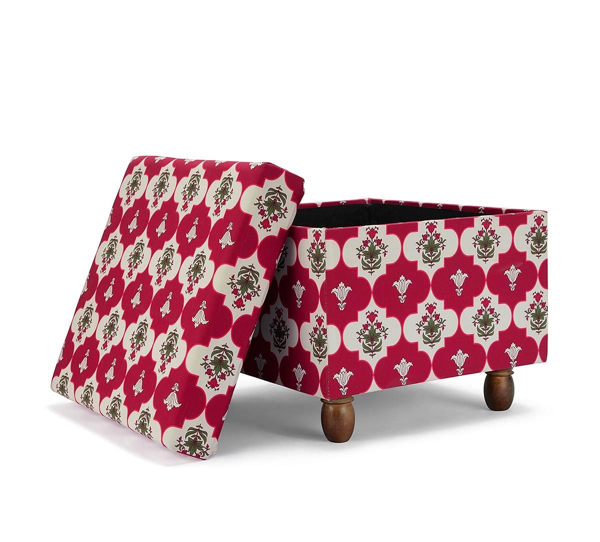 India Circus by Krsnaa Mehta Fuchsia Lattice Treasures Storage Pouffe