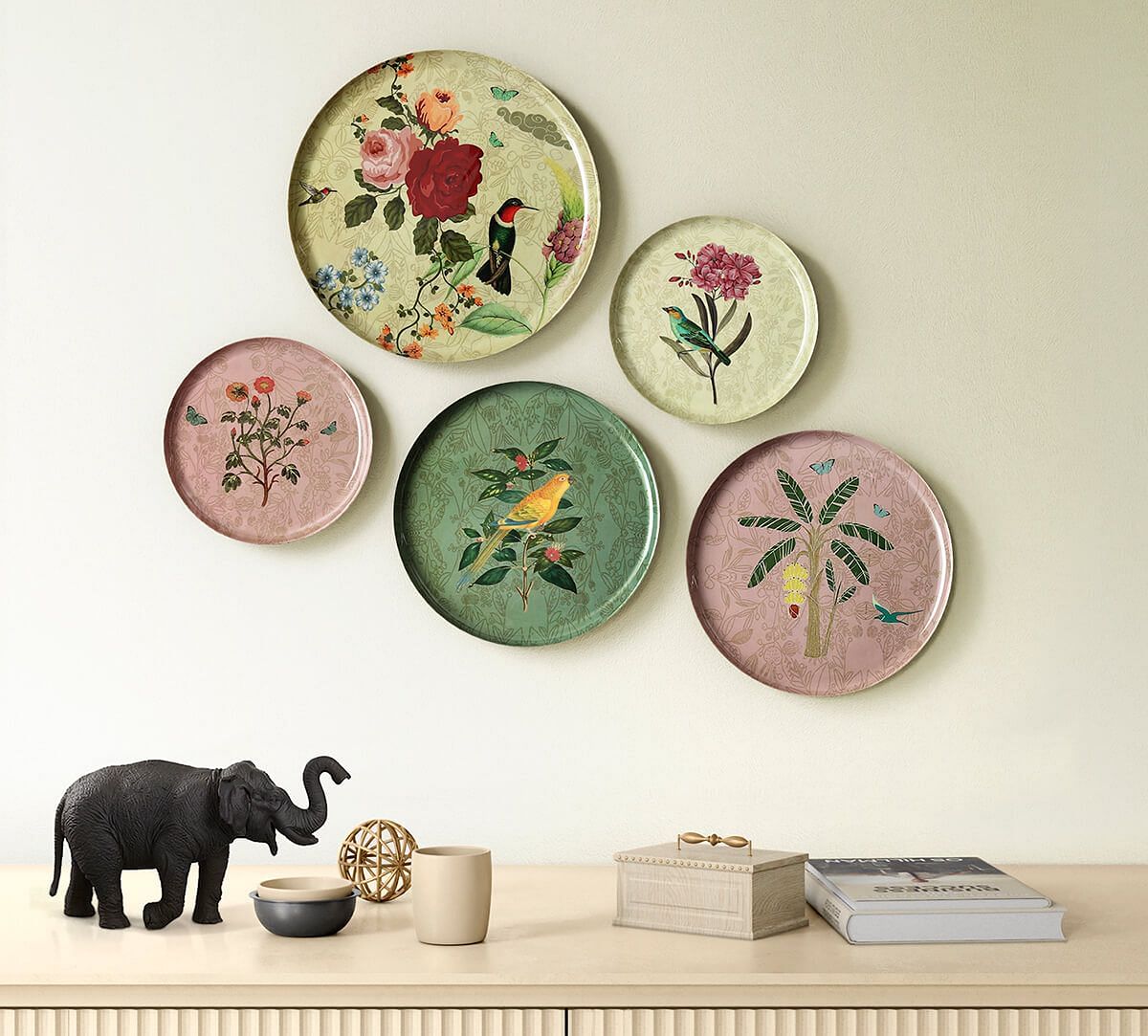 India Circus by Krsnaa Mehta Gardens of Eden Wall Decor Plates Set of 5