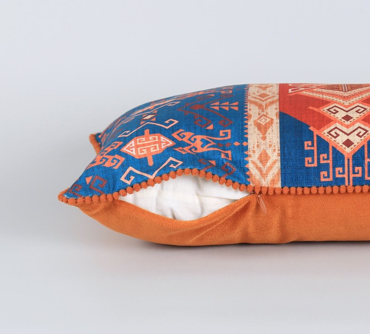 Geometrical Blues Micro Velvet Cushion Cover