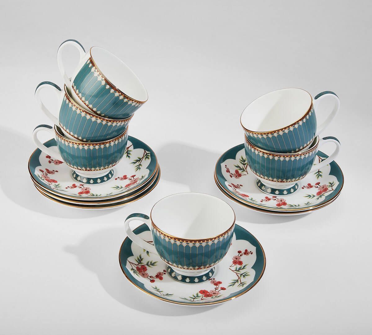 India Circus by Krsnaa Mehta Grandeur Greens Cup & Saucer Set of 6