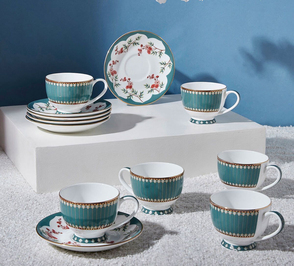 India Circus by Krsnaa Mehta Grandeur Greens Cup & Saucer Set of 6