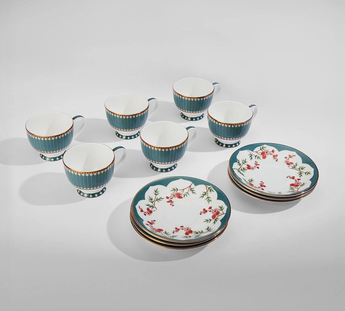 India Circus by Krsnaa Mehta Grandeur Greens Cup & Saucer Set of 6