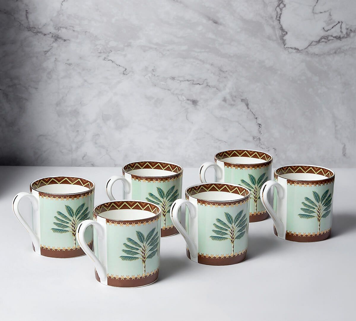 India Circus by Krsnaa Mehta Grandeur Greens Melon Mugs Set of 6