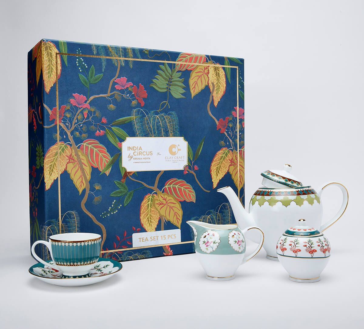 India Circus by Krsnaa Mehta Grandeur Greens Tea Set