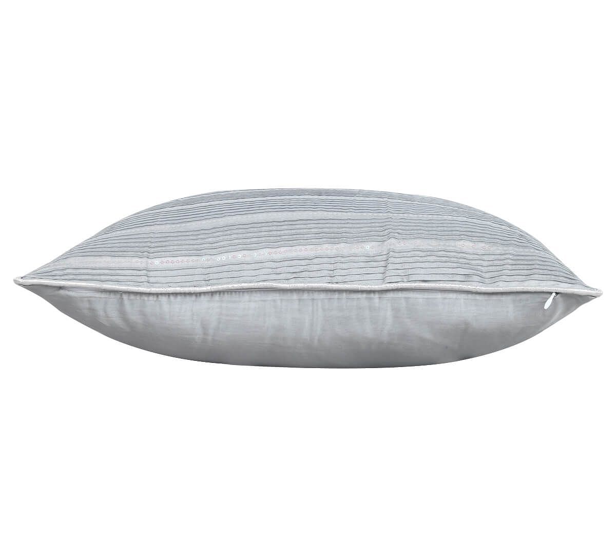India Circus by Krsnaa Mehta Grayscale Chanderi Sequins Work Cushion Cover