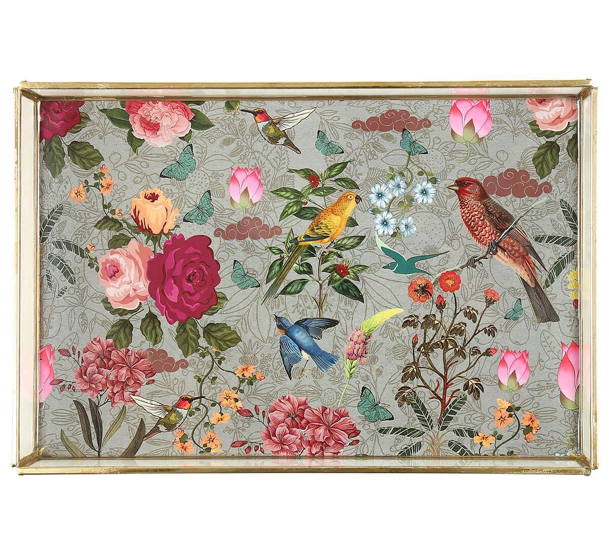India Circus by Krsnaa Mehta Grey Bird Rectangle Tray