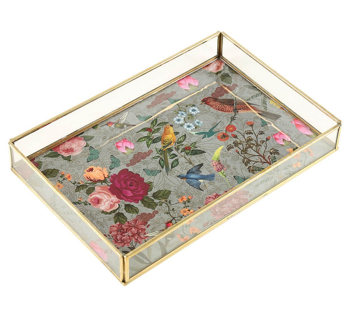India Circus by Krsnaa Mehta Grey Bird Rectangle Tray
