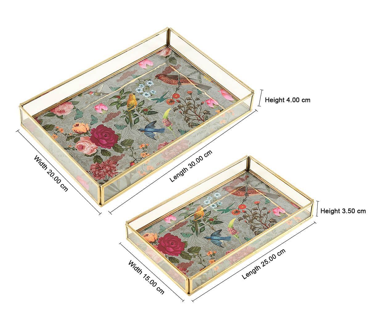 India Circus by Krsnaa Mehta Grey Bird Rectangle Tray