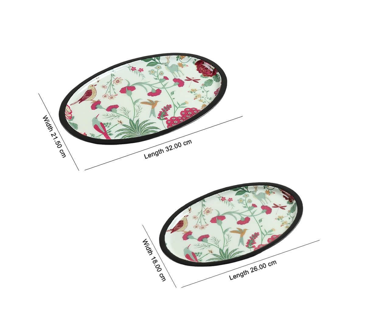 Grey Floral Galore Oval Tray