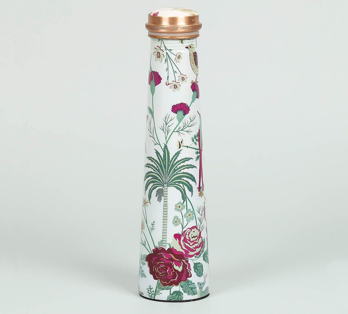 India Circus by Krsnaa Mehta Grey Floral Galore Tapered Copper Bottle