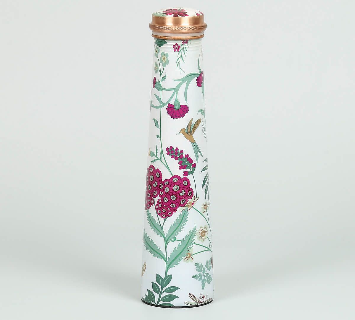 India Circus by Krsnaa Mehta Grey Floral Galore Tapered Copper Bottle