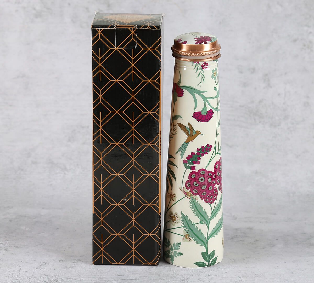 India Circus by Krsnaa Mehta Grey Floral Galore Tapered Copper Bottle