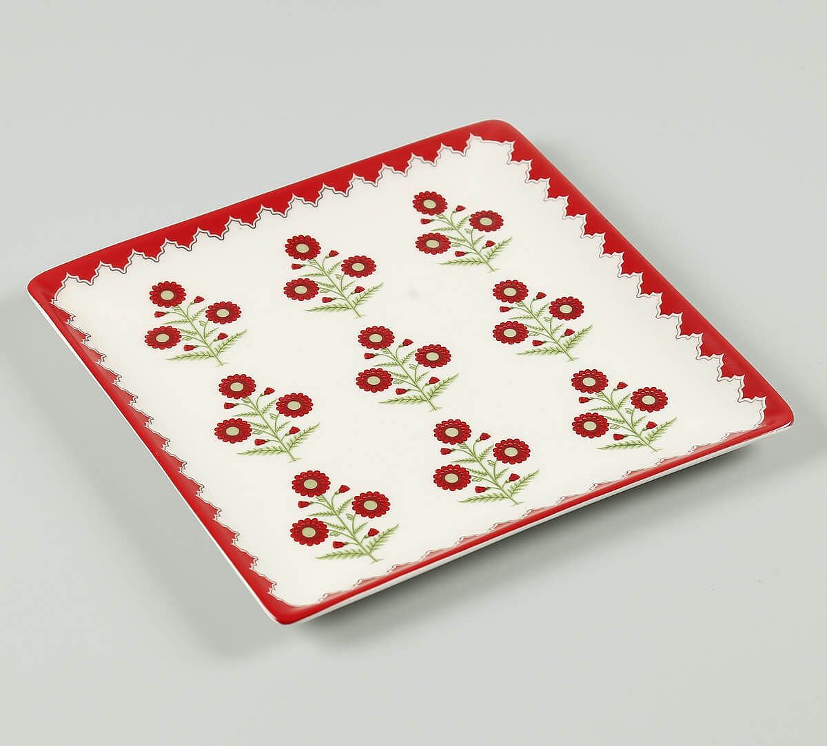 India Circus by Krsnaa Mehta Grey Poppy Flower Medium Platter