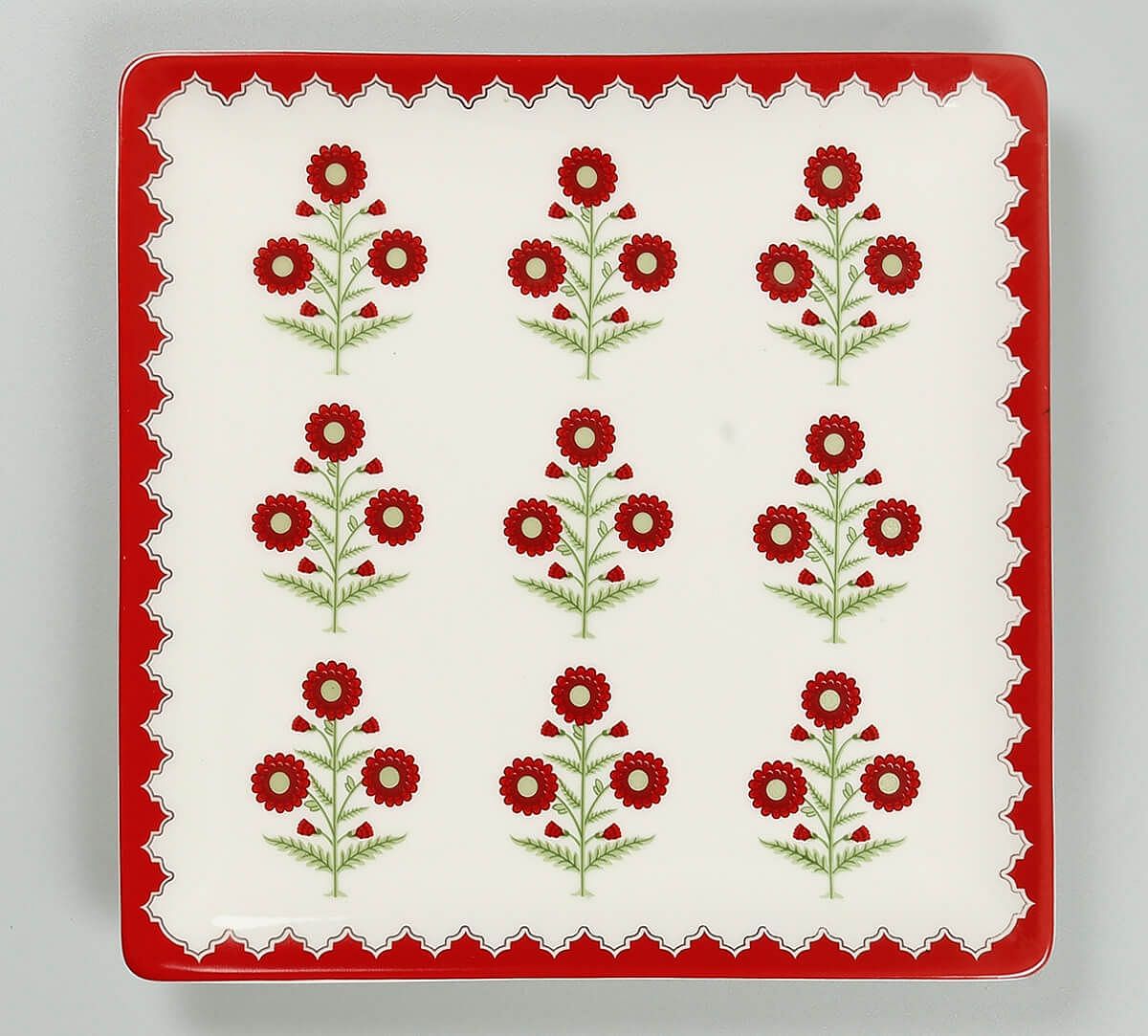 India Circus by Krsnaa Mehta Grey Poppy Flower Medium Platter
