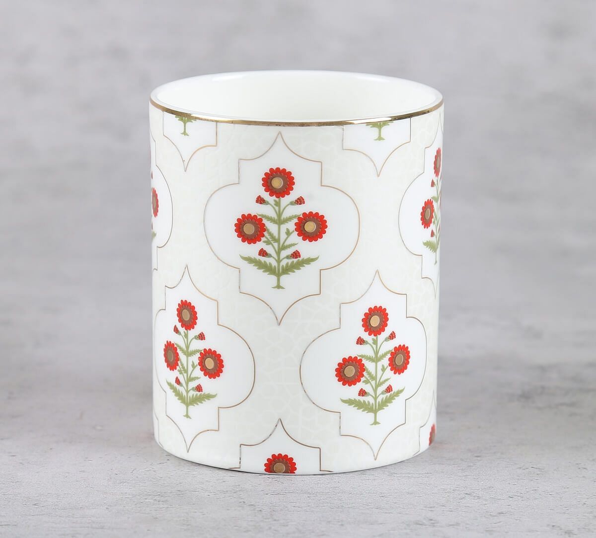 India Circus by Krsnaa Mehta Grey Poppy Flower Mug Set of 2