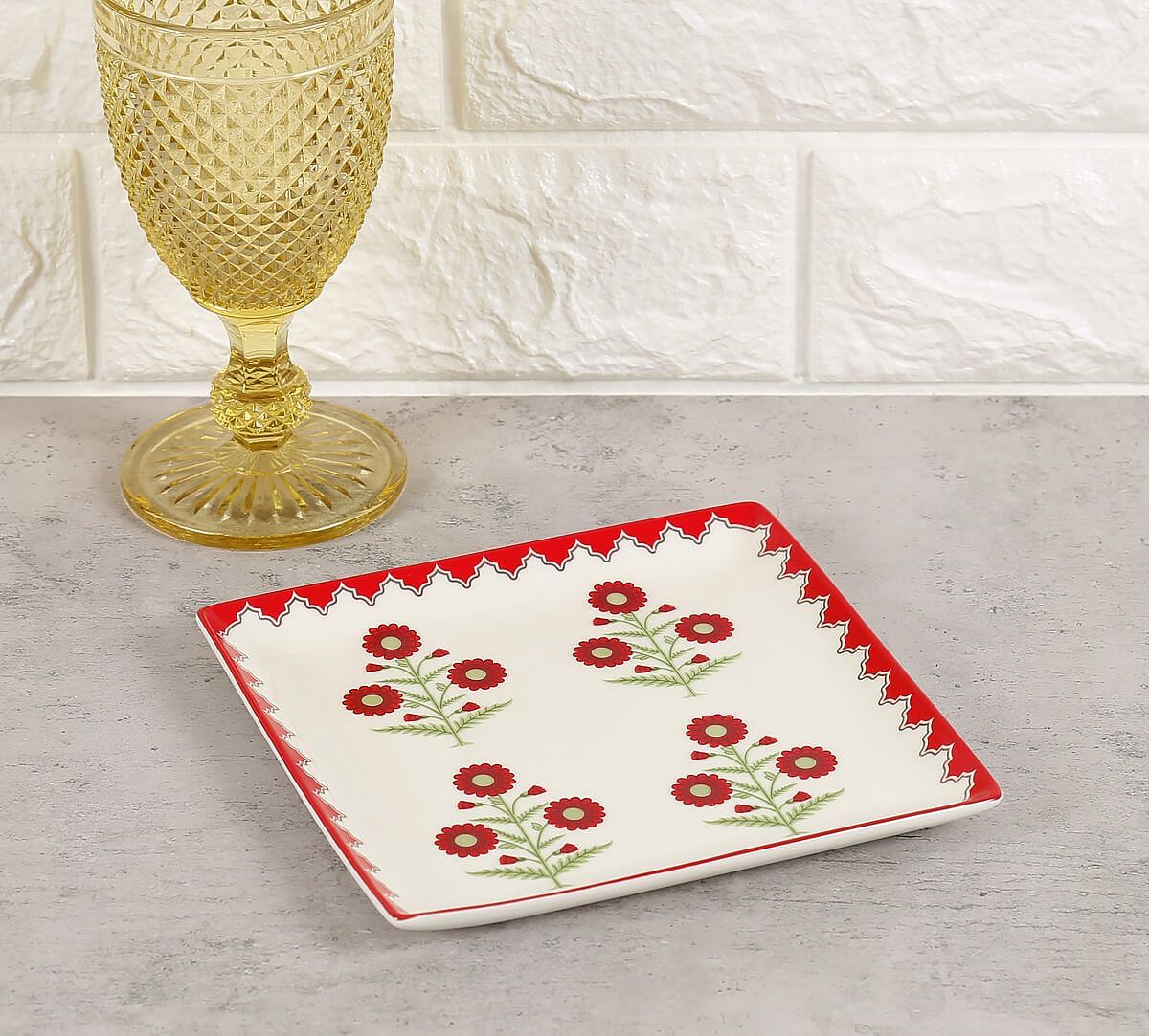 India Circus by Krsnaa Mehta Grey Poppy Flower Small Platter