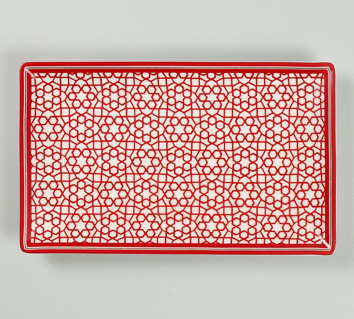 India Circus by Krsnaa Mehta Grey Poppy Flower Small Rectangle Platter