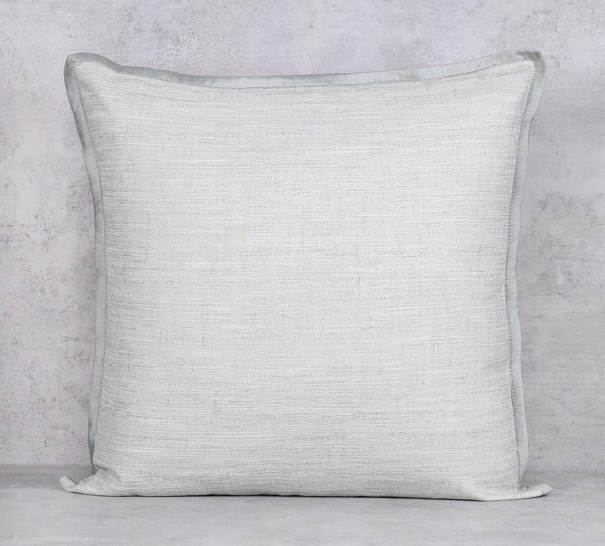 India Circus by Krsnaa Mehta Heavenly Gray Flange Khadi Cushion Cover