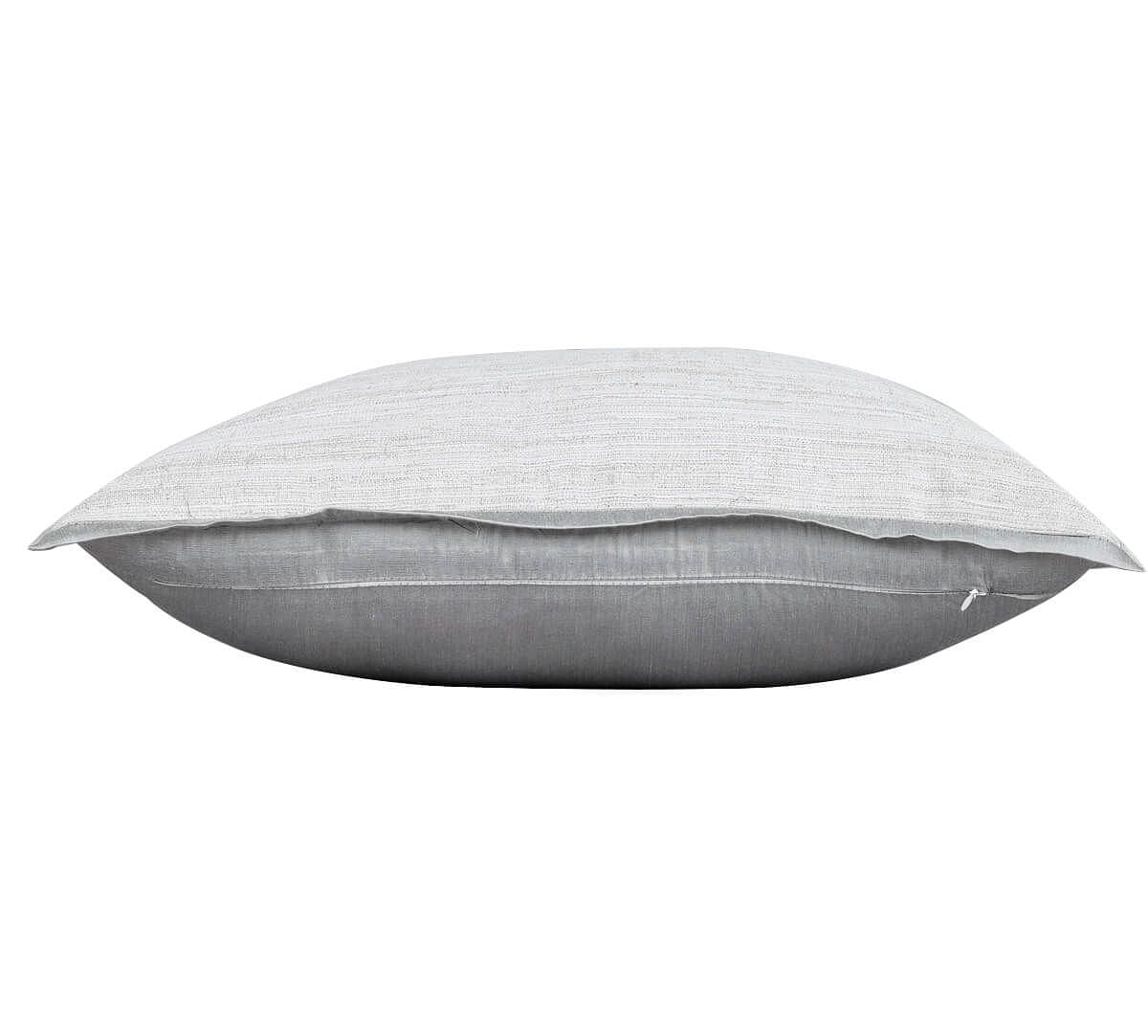 India Circus by Krsnaa Mehta Heavenly Gray Flange Khadi Cushion Cover